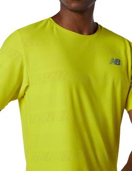 Camiseta tecnica Q speed jacquard sleeve - Amarill