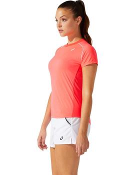 Camiseta Court piping ss w - Coral